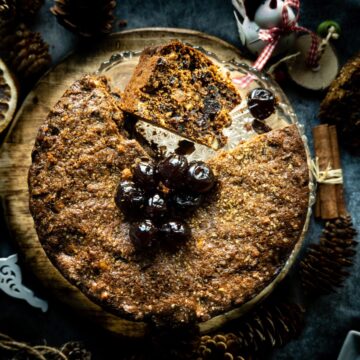 Christmas cake cut